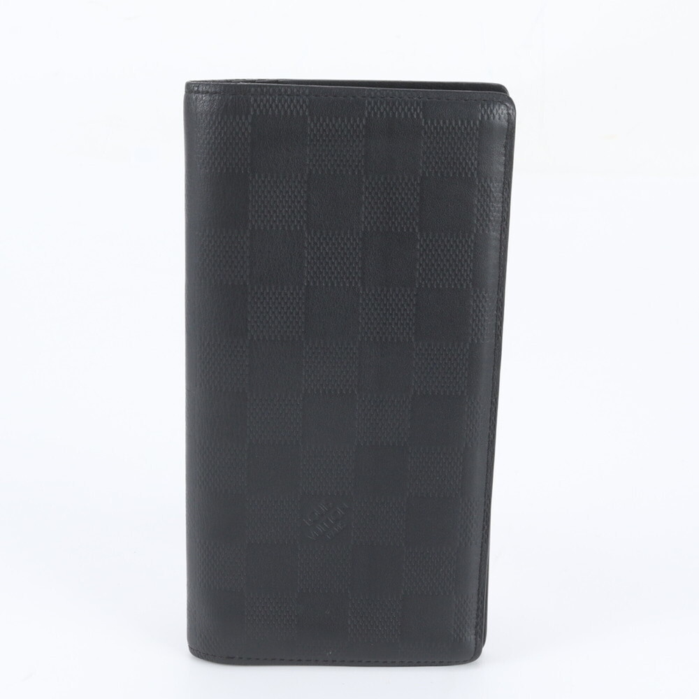 Louis Vuitton Damier Infini Portefeuille Brazza N63010 Leather Long Wallet fo...
